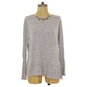 Vince Knit Top Side Slit Size S Long Sleeve Knit Heather Gray EUC  B16